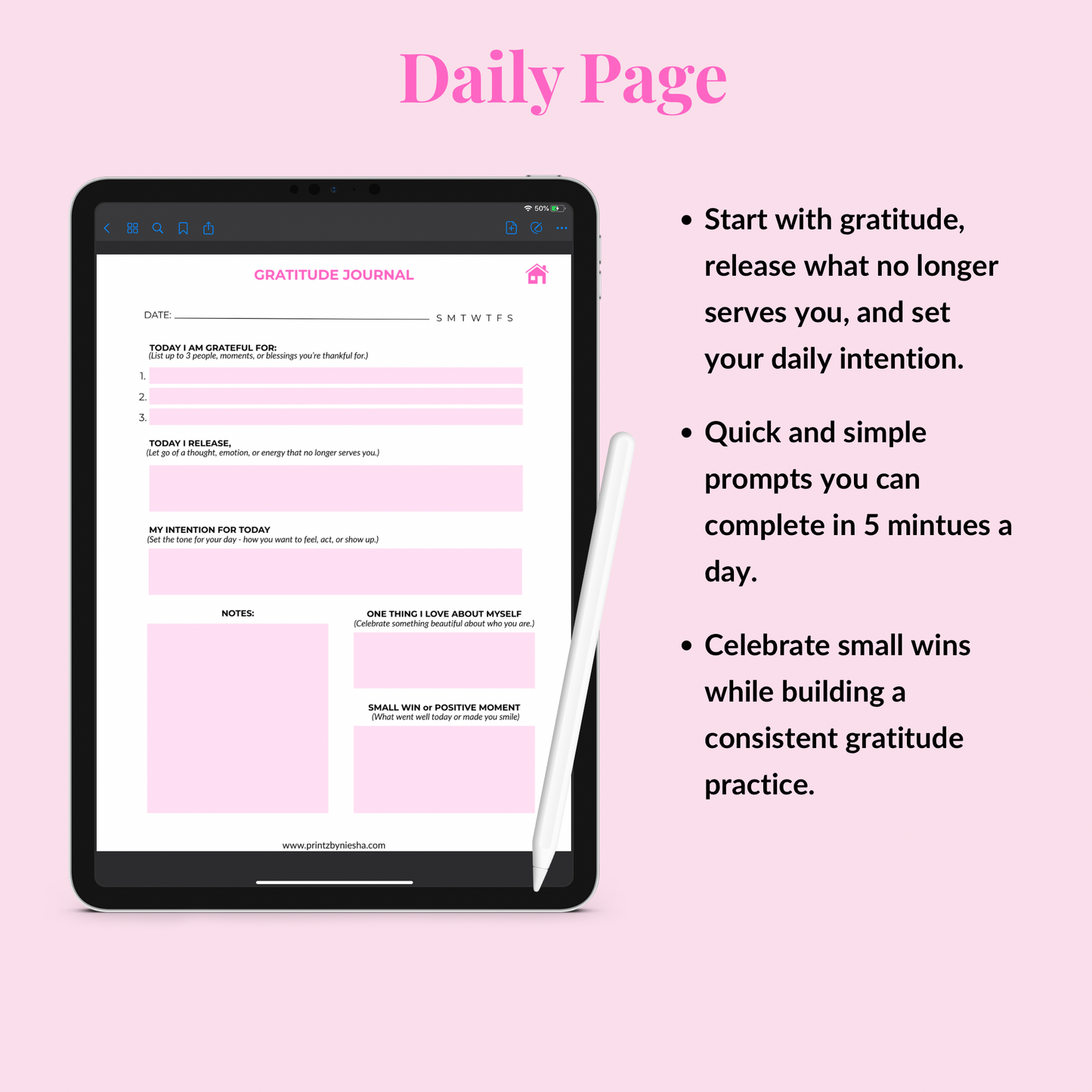30-Day Gratitude Journal (Digital Download, Instant Access)
