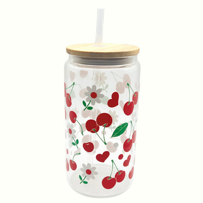 16oz Cherry Blossom Glass Can