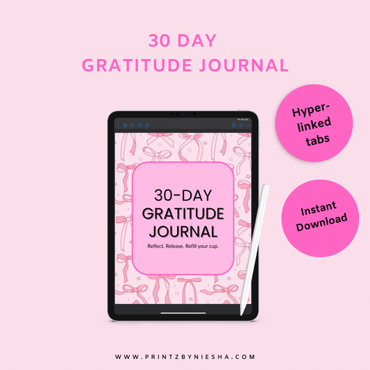 30-Day Gratitude Journal (Digital Download, Instant Access)